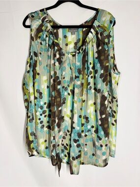 Roz & Ali Blue, Green and Brown Polka-Dot Sleeveless Camisole